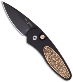 Protech Prototype Sprint Automatic Knife Black w/ Brass Inlay (1.95" Black)