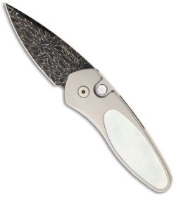 Protech Prototype Sprint Steel Automatic Knife w/ Mother of Pearl (Damascus)