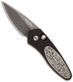 Protech Custom Sprint Automatic Knife w/ Sterling Silver Inlay (1.95" Damascus)