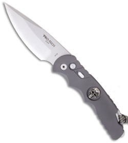 Protech Prototype Gray Skull TR-4 Automatic Knife w/ Lanyard (4" Stonewash)