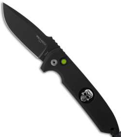 Protech Les George Rockeye Skull USN GV Automatic Knife (3.375" Black Plain)