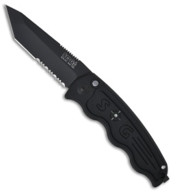 SOG-TAC Automatic Knife Tanto Black Aluminum (3.5" Black Serr) ST-04