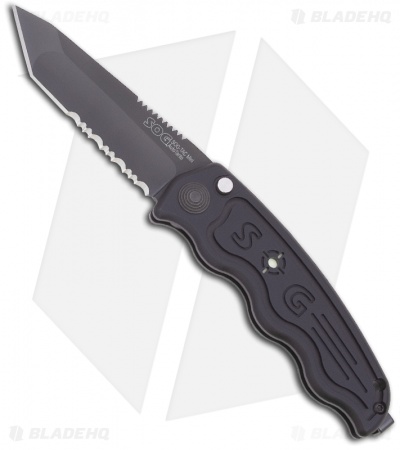 Mini SOG TAC Automatic Knife (Black Tanto Serr) ST-13