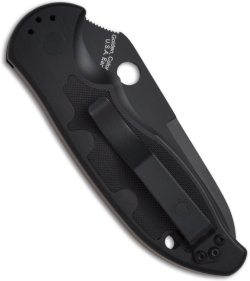 Spyderco Embassy Automatic Knife (3.13" Black Full Serr) C121BKS