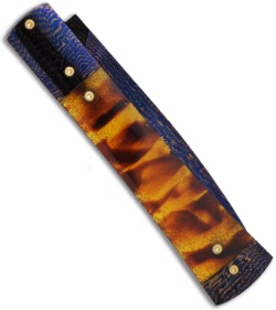 Rainy Vallotton Custom DnD Automatic Knife Tortoise Shell & Gold Leaf (Damascus)