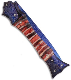Rainy Vallotton King Cobra Prototype Automatic Knife Pink Molar (Damascus)
