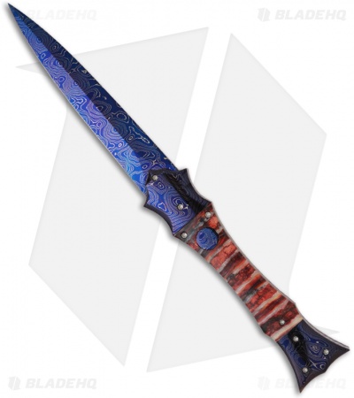 Rainy Vallotton King Cobra Prototype Automatic Knife Pink Molar (Damascus)