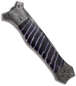 Brandon Vallotton Custom Prototype #2 V-2 Knife Purple Mammoth Molar (Damascus)