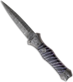 Brandon Vallotton Custom Prototype #2 V-2 Knife Purple Mammoth Molar (Damascus)