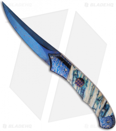 Rainy Vallotton Custom Tiger Shark Automatic Knife (Damascus)