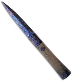 Rainy Vallotton Custom Fantail D&D Automatic Knife Mammoth Bone (Damascus)
