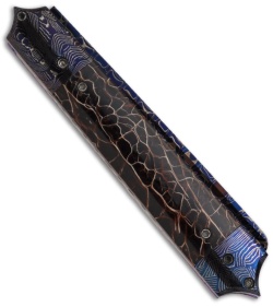 Rainy Vallotton Custom Mini Razor Automatic Knife Copper Cactus (3.5" Damascus)