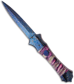 Rainy Vallotton Proto #2 Mace Automatic Knife Purple/Cream Molar (Damascus)