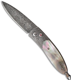 William Henry B05 Dewings 5 Automatic Knife Damascus and Black Lip Pearl