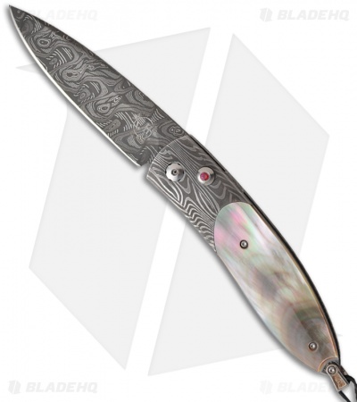 William Henry B05 Dewings 5 Automatic Knife Damascus and Black Lip Pearl