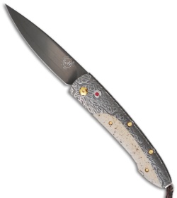 William Henry B10 Lancet Automatic Knife w/ Damascus & Fossil Walrus Bone Handle