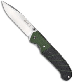 CRKT Ignitor Spring Assisted Knife w/ Black & Green G10 (3.38" Satin Plain) 6850