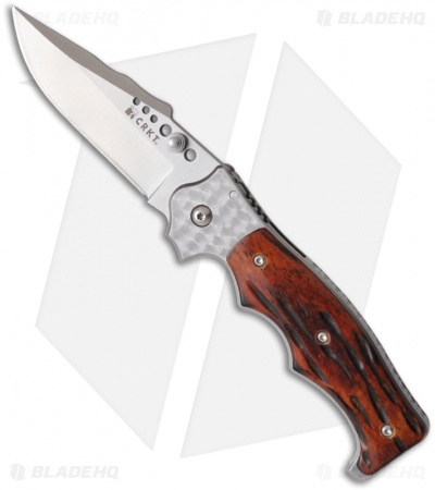 CRKT The Natural 2 Spring Assisted Knife Jig Bone Scales (3.25" Plain) 7080J