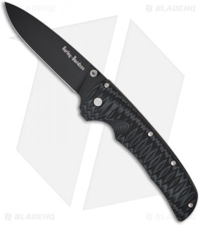 Harley Davidson 13175BK Venom Spring Assisted Knife G-10 (3.57" Black Plain)