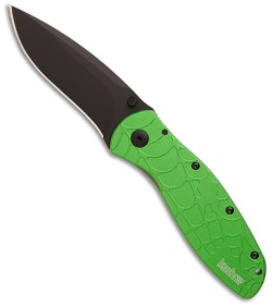 Kershaw Green Web Blur Spring Assisted Knife (3.375" Black Plain) 1670SPGRN