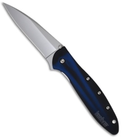 Kershaw Leek Blue Smoke Spring Assisted Knife (3" Bead Blast Plain) 1660BB