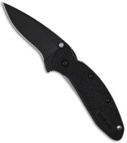 Kershaw Scallion Spring Assist Knife w/ Black Handle (Black PLN) 1620BLK