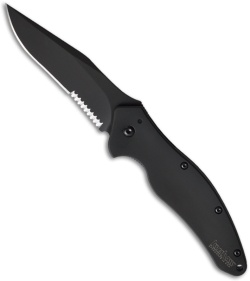 Kershaw Shallot Black Spring Assisted Knife (3.5" Black Serr) 1840CKTST
