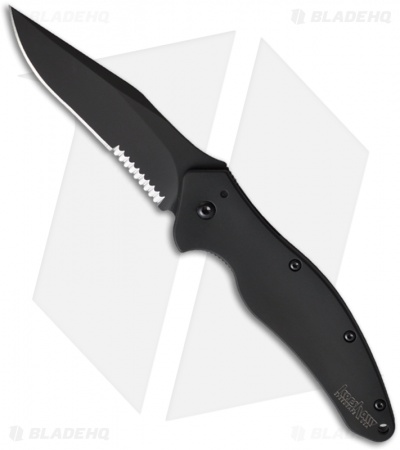 Kershaw Shallot Black Spring Assisted Knife (3.5" Black Serr) 1840CKTST