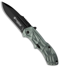 Smith & Wesson Black Ops SWBLOP3B Blue Spring Assisted Knife (3.35" Black Plain)