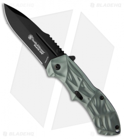 Smith & Wesson Black Ops SWBLOP3B Blue Spring Assisted Knife (3.35" Black Plain)