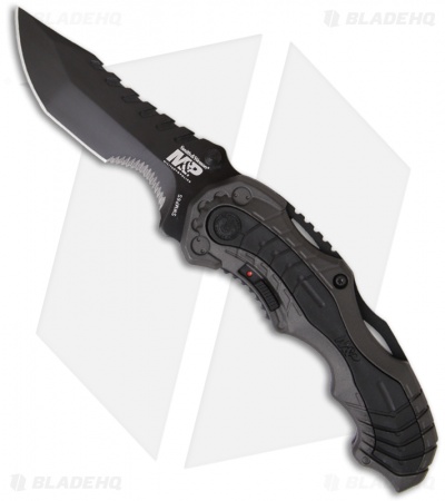 Smith & Wesson SWMP6S Grey MAGIC Spring Assisted Knife (3.4" Black Serr)