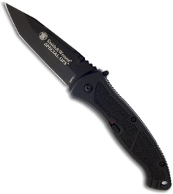 Smith & Wesson Large Special Ops Black BSPECL Spring Assist Knife (3.75" Plain)