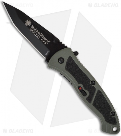 Smith & Wesson Green Small Special Ops SPEC Spring Assisted Knife (2.5" Plain)