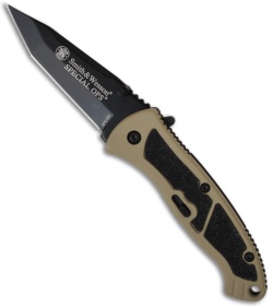 Smith & Wesson Tan Small Special Ops SPECBD Spring Assisted Knife (2.5" Plain)