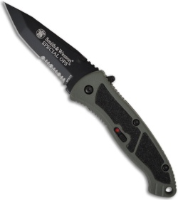Smith & Wesson Green Small Special Ops SPECS Spring Assisted Knife (2.5" Serr)