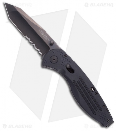 SOG Aegis Mini Tanto Assisted Opening Knife (3" Black Serr) AE-24
