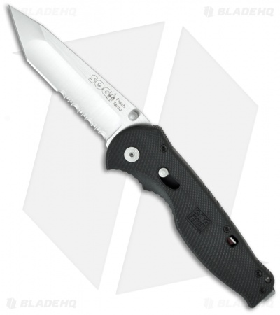 SOG Flash II Assisted Opening Tanto Knife Black Zytel (3.5" Satin Serr) FSAT-98