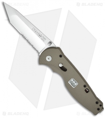SOG Flash II Assisted Opening Tanto Knife Aluminum (3.5" Satin Serr) SGFSAT-98