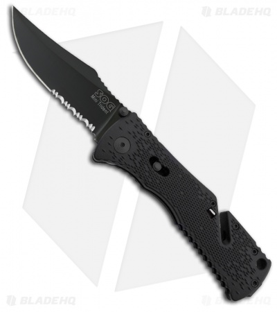 SOG Trident Mini Assisted Opening Knife (3.15" Black Serr) TF-21