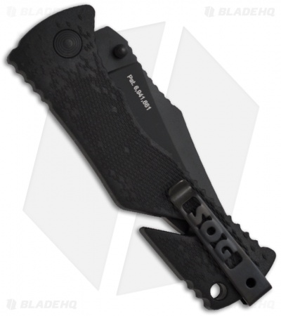 SOG Trident Tanto Assisted Opening Knife (3.75" Black Plain) TF-7