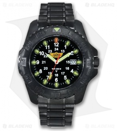 Uzi Protector Tritium Men's Watch Black Stainless Band (Black) Uzi-32-BSS