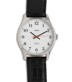 Timex Men's Easy Reader Leather Band Watch Indiglo (White) 2G251