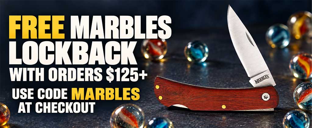 Free Marbles Lockback with orders $125+. Use code MARBLES at checkout.