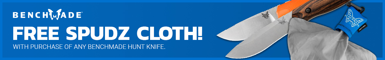 Blade HQ Father's Day Sale 2020 GAW Free Spudz Cloth with purchase of any Benchmade Hunt Knife