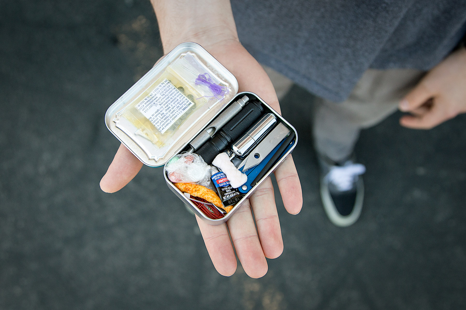 Open Altoids Survival Tin