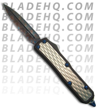 Microtech Custom Daytona DE D/A OTF Knife (Blued Damascus)