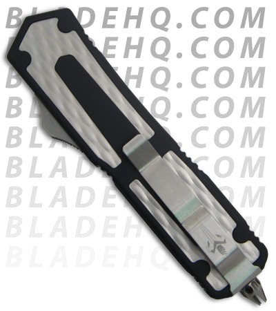 Microtech Custom Scarab OTF Knife Diamond Plate (Blued Damascus)