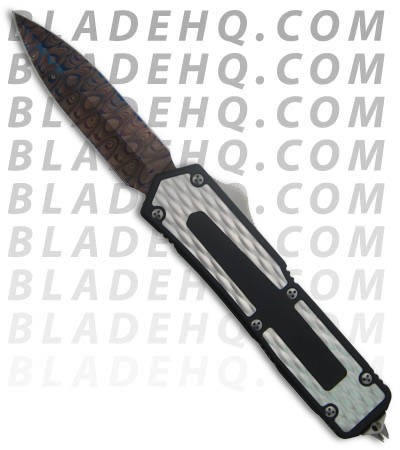 Microtech Custom Scarab OTF Knife Diamond Plate (Blued Damascus)