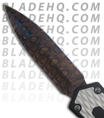 Microtech Custom Scarab OTF Knife Diamond Plate (Blued Damascus)