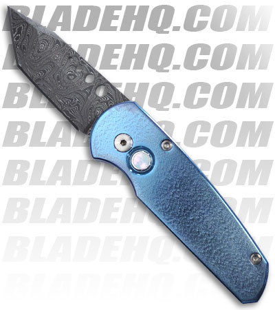 Pro-Tech Runt 3 Titanium Custom w/ Orange Peel Finish (Damascus Tanto)